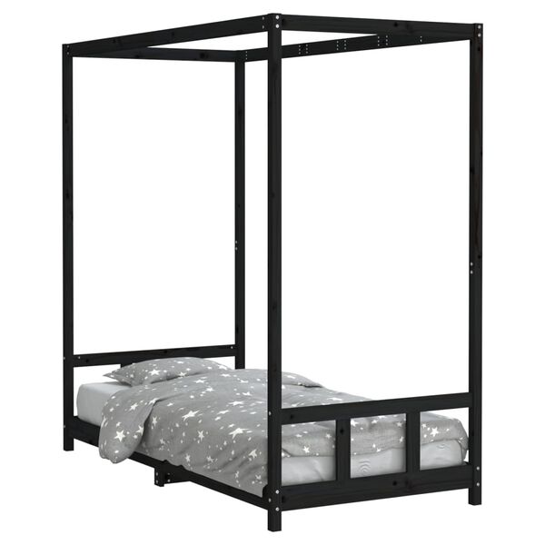 vidaXL Kinderbedframe 90x190 cm massief grenenhout zwart