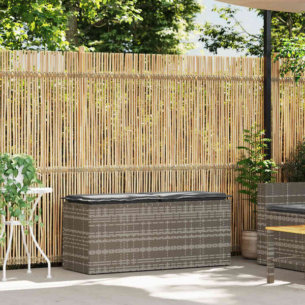 vidaXL Tuinbank met kussen 110x40x44 cm poly rattan grijs