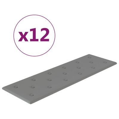vidaXL Wandpanelen 12 st 3,24 m² 90x30 cm kunstleer grijs