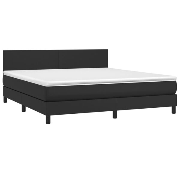 vidaXL Boxspring met matras en LED kunstleer zwart 160x200 cm