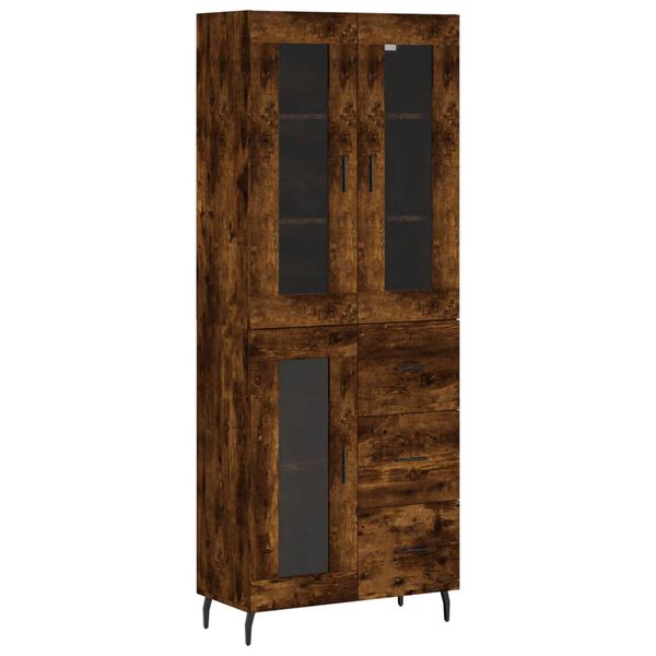 vidaXL Hoge kast 69,5x34x180 cm bewerkt hout gerookt eikenkleurig