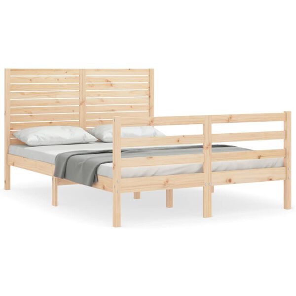 vidaXL Bedframe met hoofdbord massief hout 120x200 cm
