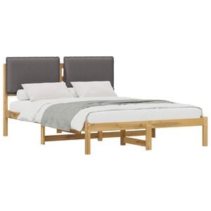 vidaXL Bedframe met gestoffeerd hoofdbord Whitewash en lichtgrijs