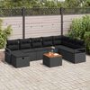 vidaXL Tuinbankenset met kussen met opslag 9 pcs Zwart poly rattan