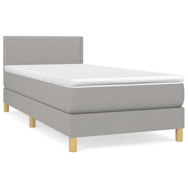 vidaXL Boxspring met matras stof lichtgrijs 90x190 cm