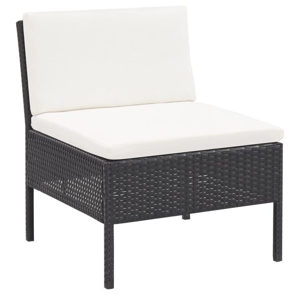 vidaXL 5-delige Loungeset met kussens poly rattan zwart