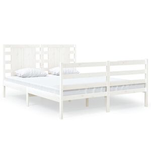 vidaXL Bedframe zonder matras massief grenenhout wit 120x190 cm