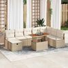 vidaXL Tuin Sofa Set met kussen met opslag 9 pcs Beige Poly riet