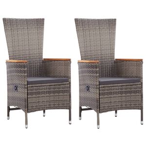 vidaXL Tuinstoelen 2 st met kussens poly rattan grijs