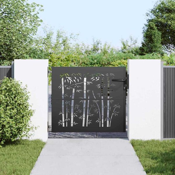 vidaXL Tuinpoort met slot Zwart 85 x 100 cm Poedergecoat staal