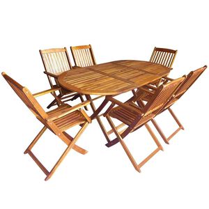 vidaXL Buiten eetset 7 st Bruin Massief eucalyptus hout