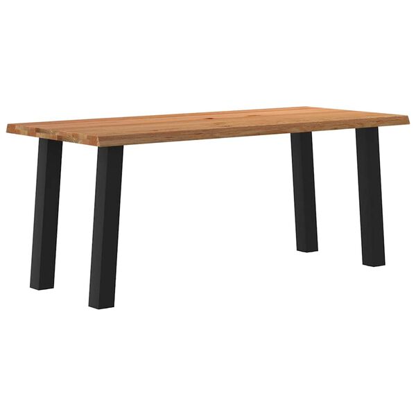 vidaXL Eettafel met natuurlijke rand massief eikenhout rechthoekig