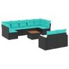 vidaXL 10-delige Loungeset met kussens poly rattan zwart