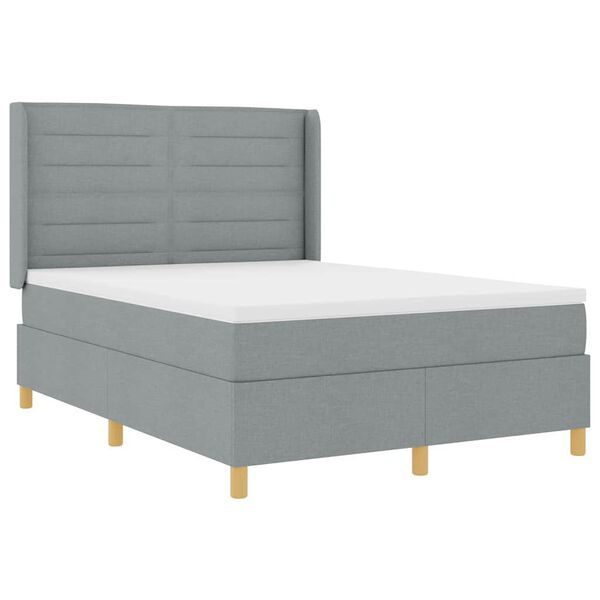 vidaXL Boxspringbed met matras Lichtgrijs 140 x 190 cm Stof