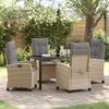 vidaXL Tuin eettafelset met kussen 5 pcs Beige poly rattan