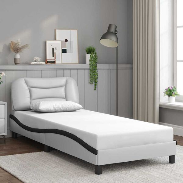 vidaXL Bedframe zonder matras "Hvar" kunstleer wit en zwart 80x200 cm