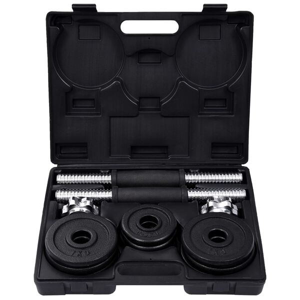 vidaXL 19-delige Halterset 15 kg gietijzer