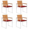 vidaXL Tuinstoelen 4 st met kussens massief acaciahout