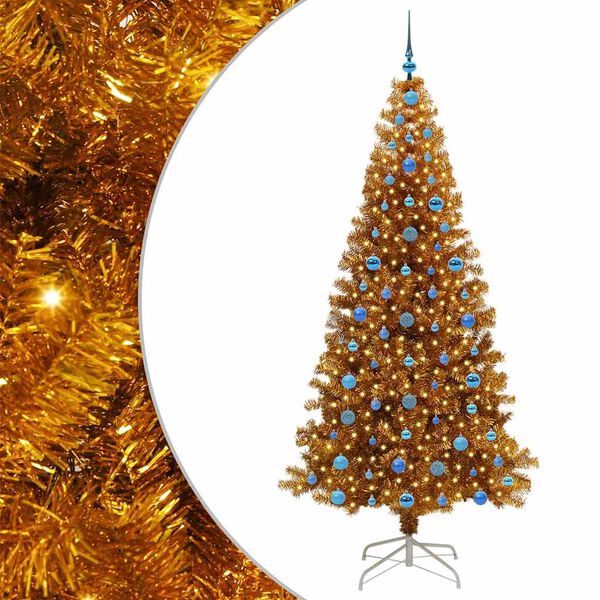 vidaXL Kerstboom met 300 LED met standaard Goud 210 cm PET