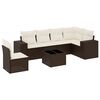 vidaXL 7-delige Loungeset met kussens poly rattan bruin