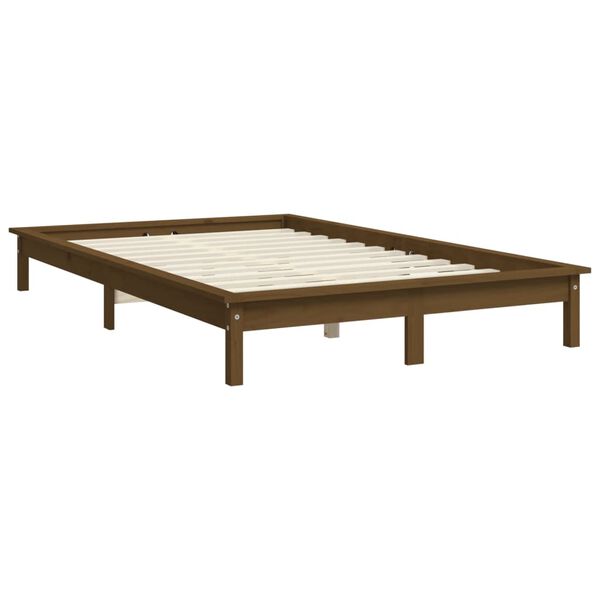 vidaXL Bedframe massief grenenhout honingbruin 140x190 cm