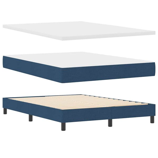 vidaXL Boxspringbed met matras met hoofdeinde Blauw 200 x 140 cm Stof
