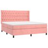 vidaXL Boxspring met matras en LED fluweel roze 180x200 cm