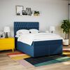 vidaXL Boxspring met matras stof blauw 140x200 cm