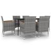 vidaXL 7-delige Tuinset met kussens poly rattan en glas