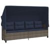 vidaXL Ligbed met luifel en kussens poly rattan&nbsp;grijs