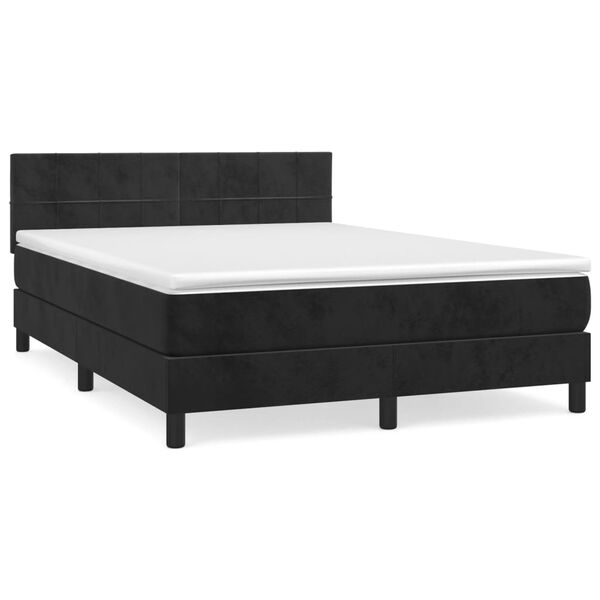 vidaXL Boxspring met matras fluweel zwart 140x190 cm