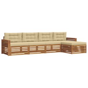 vidaXL Buiten bankenset 5 st Natuurlijk en Beige
