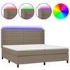 vidaXL Boxspring met matras en LED stof taupe 200x200 cm