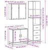 vidaXL 3-delige Badkamermeubelset bewerkt hout grijs sonoma eikenkleur