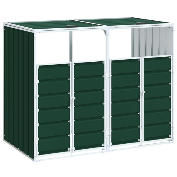 vidaXL Containerberging voor 2 containers 144x81x113 cm staal groen