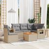 vidaXL 6-delige Loungeset met kussens poly rattan gemengd beige