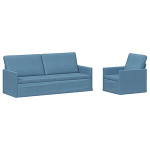 vidaXL Bankstel 2 pcs Blauw Katoen Stof