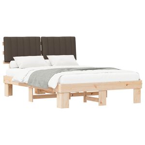vidaXL Bedframe met Gevoerd Hoofdgedeelte Taupe 140 x 190 cm