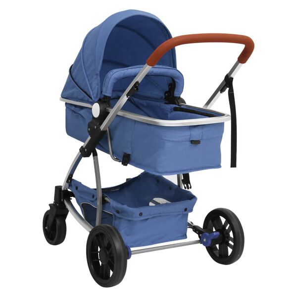 vidaXL Kinderwagen 3-in-1 aluminium marineblauw
