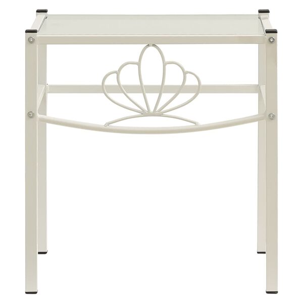 vidaXL Nachtkastjes 2 st metaal en glas wit en transparant