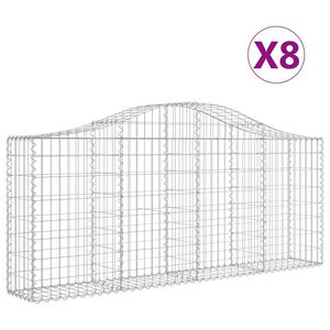 vidaXL Schanskorven 8 st gewelfd 200x30x80/100 cm gegalvaniseerd ijzer