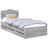 vidaXL Bedframe met lade Grijs Sonoma 90 x 190 cm Ingenieurshout