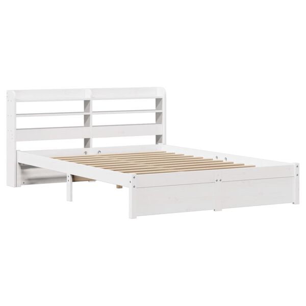 vidaXL Bedframe met hoofdbord massief grenenhout wit 120x190 cm