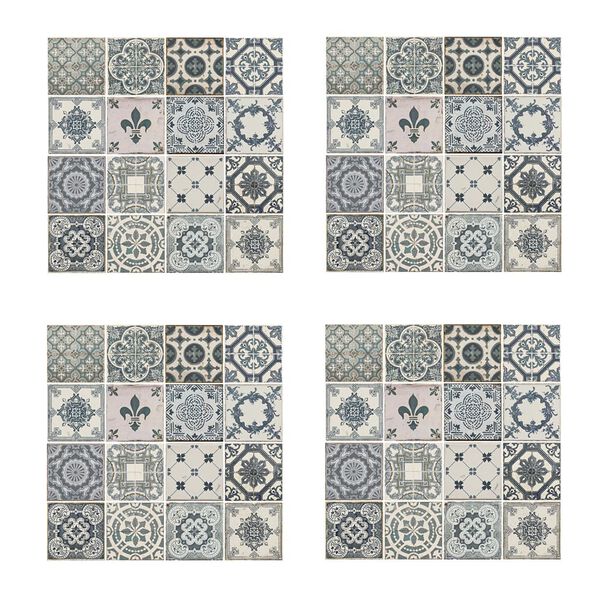 WALPLUS Decoratiesticker 4 st Vintage 54x54 cm blauw