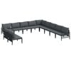 vidaXL Tuinbankenset met kussen 11 pcs Zwart Staal
