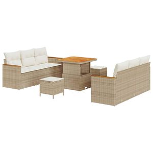 vidaXL Tuinbankenset 9 pcs Beige poly rattan