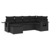 vidaXL 6-delige Loungeset met kussens poly rattan zwart
