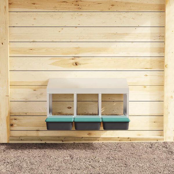 vidaXL Kippennestkast 3 compartimenten wandmontage gegalvaniseerd staal