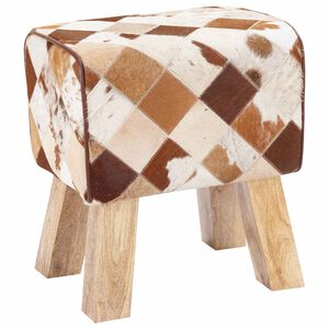 vidaXL Bank 40 x 30 x 45 cm Echt Leer Bruine patchwork