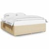 vidaXL Bedframe zonder matras stof cr&egrave;mekleurig 200x200 cm